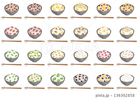 類と穀類の炊き込みご飯23種+白米/箸と箸置きの追加(名称なし) 類と穀類の炊き込みご飯23種+白米/箸と箸置きの追加(名称なし) 136302858