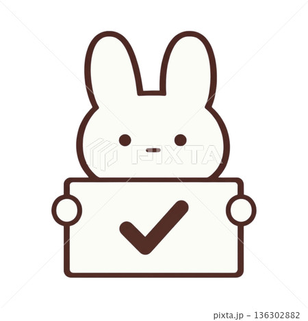 うさぎのフリップボード（チェックマーク） 136302882