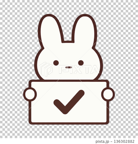 うさぎのフリップボード（チェックマーク） 136302882