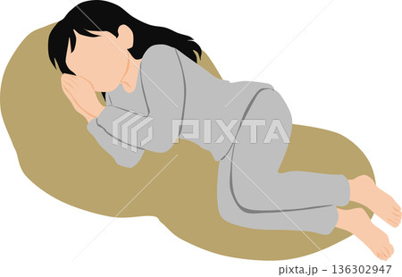 昼寝をする女性のイラスト 昼寝をする女性のイラスト 136302947