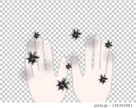 Illustration of hands covered in germs 136302961