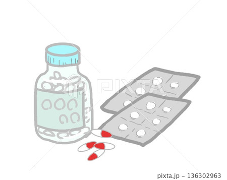 たくさんの薬のイラスト 136302963