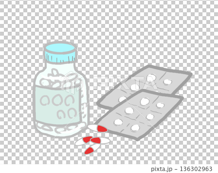 たくさんの薬のイラスト 136302963