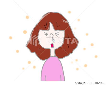 花粉で鼻水を出す女性の顏 136302968