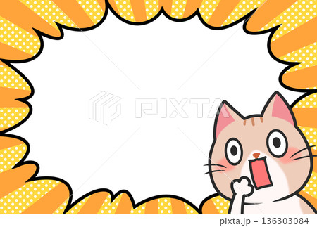 驚く猫と吹き出しの背景 136303084