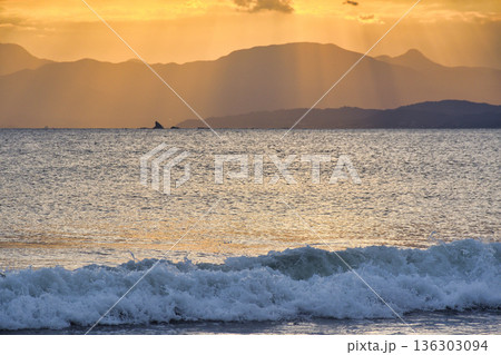 江ノ島　片瀬西浜海水浴場の夕景（神奈川県藤沢市） 136303094