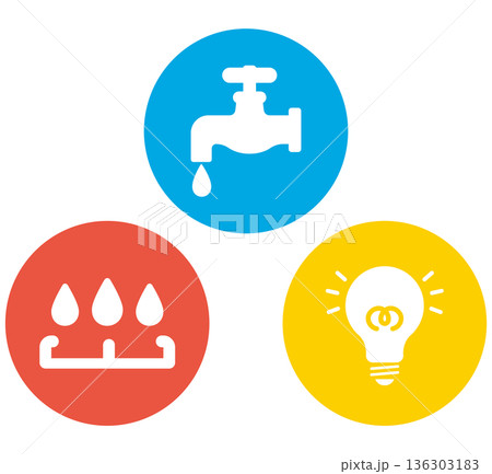 電気、水道、ガスのイメージアイコン 136303183