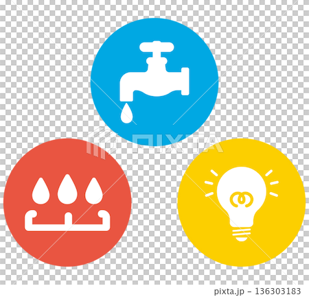 電気、水道、ガスのイメージアイコン 136303183