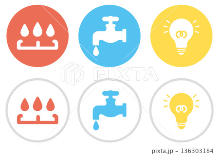 電気、ガス、水道のアイコンセット 136303184
