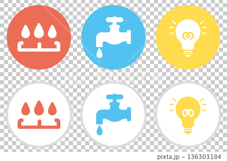Electricity, gas and water icon set Electricity, gas and water icon set 136303184