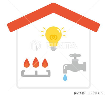 ライフライン ガス代 電気代 水道代 生活費 イラスト ライフライン ガス代 電気代 水道代 生活費 イラスト 136303186