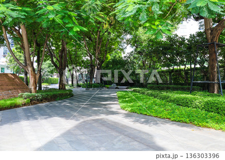 緑の多いビルのエントランス 136303396