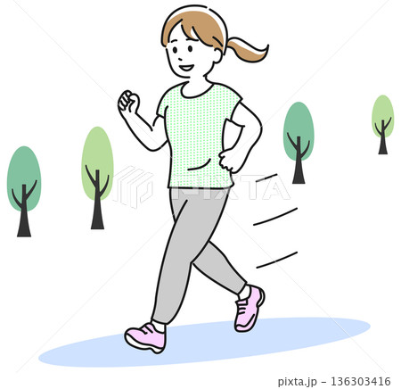 ランニングする女性のイラスト 136303416