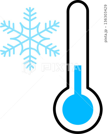 雪の結晶と温度計のアイコン 136303429