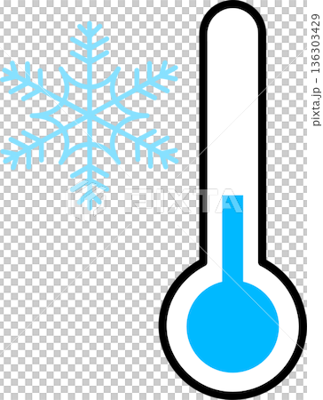雪の結晶と温度計のアイコン 136303429