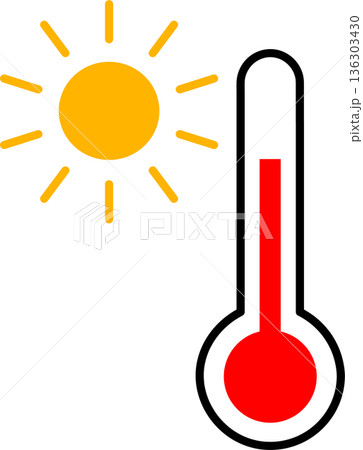 太陽と温度計のアイコン 136303430