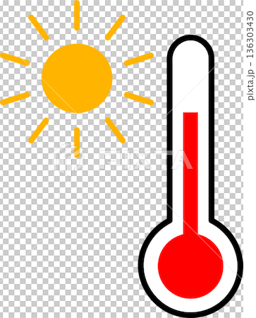 太陽と温度計のアイコン 136303430