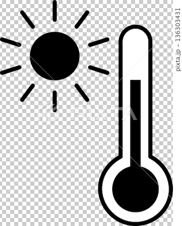 太陽と温度計のアイコン 136303431