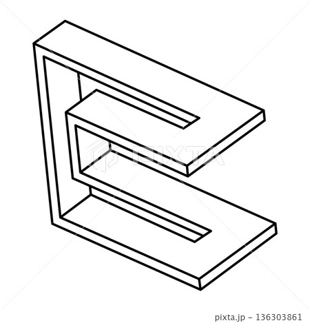 Optical illusion shapes. Impossible objects. Optical art figures. Sacred geometry.  136303861