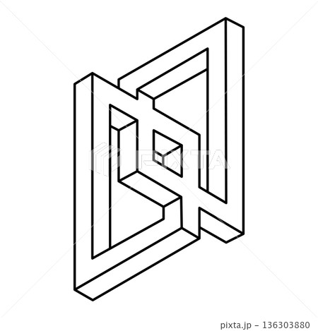 Impossible shape, optical illusion, vector. Optical art object. Geometric figure.  136303880