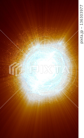 Bright orange explosion with glowing core and flying particles, cosmic supernova burst on dark background Bright orange explosion with glowing core and flying particles, cosmic supernova burst on dark background 136303977