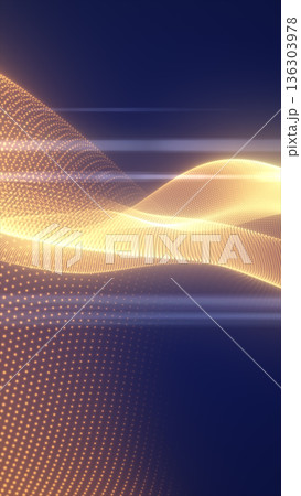 Abstract glowing golden wave of digital particles forming smooth flowing patterns, symbolizing data, energy, and light Abstract glowing golden wave of digital particles forming smooth flowing patterns, symbolizing data, energy, and light 136303978