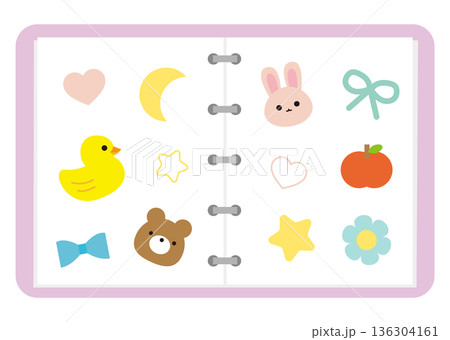 開いたシール帳のイラスト 136304161