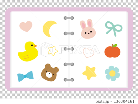 開いたシール帳のイラスト 136304161