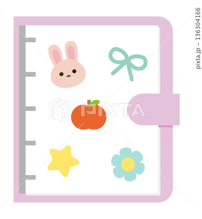 シールとシール帳のイラスト シールとシール帳のイラスト 136304166