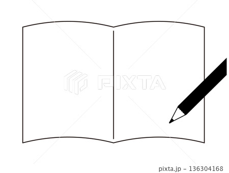 ノートと鉛筆のイラストフレーム ノートと鉛筆のイラストフレーム 136304168