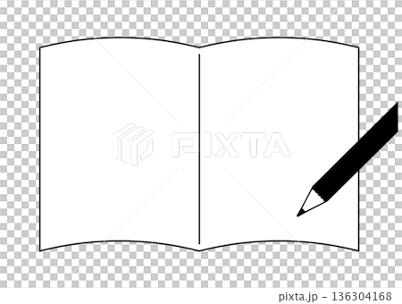 ノートと鉛筆のイラストフレーム ノートと鉛筆のイラストフレーム 136304168