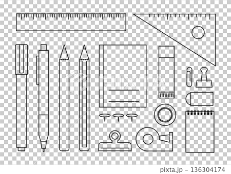 シンプルな文房具のセット 136304174