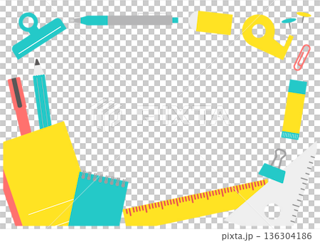 彩色文具插畫框 136304186