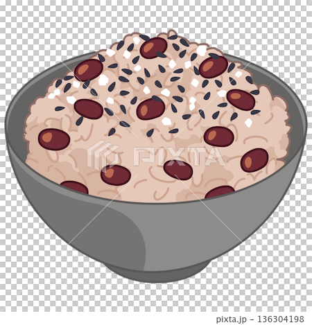 Illustration of red rice and sesame salt 136304198