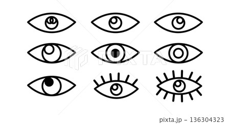 Eye Grid Monochrome Eye Icons Collection Showcasing Repetition, Focus, and Visual Perception Eye Grid Monochrome Eye Icons Collection Showcasing Repetition, Focus, and Visual Perception 136304323