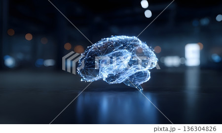 Digital brain representing AI business intelligence premium style 136304826