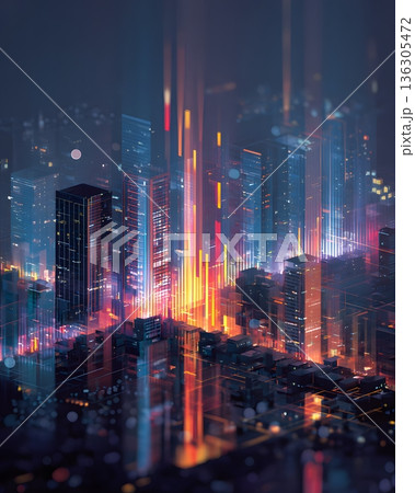 Digital economy growth visualized through AI 136305472