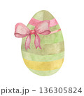 Watercolor Easter Egg with Ribbon 136305824