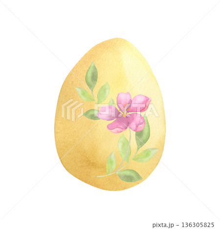 Watercolor Floral Easter Egg Watercolor Floral Easter Egg 136305825