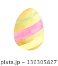 Watercolor Striped Yellow Easter Egg 136305827