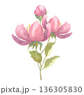Watercolor Pink Floral Bouquet 136305830