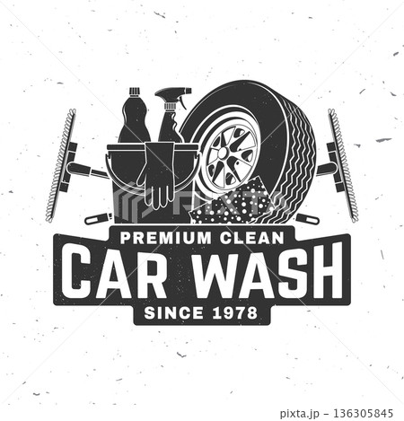 Car wash logo, emblems, badges and icons. Vector. Template for car wash logo, cleaning car, washing and service with cleaning equipment. Car wash logo, emblems, badges and icons. Vector. Template for car wash logo, cleaning car, washing and service with cleaning equipment. 136305845
