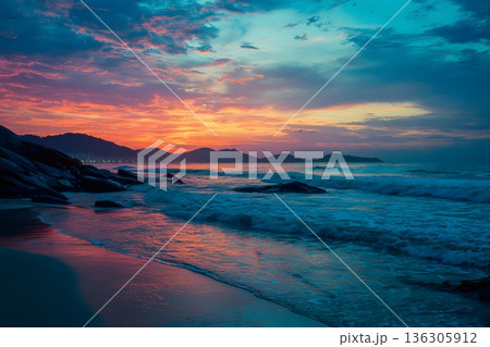 tropical sunset beach brazil cinematic colors tropical sunset beach brazil cinematic colors 136305912
