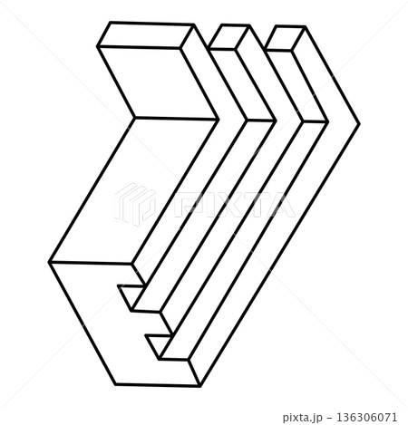 Optical illusion shape, geometric figure, impossible object. Op art. Optical illusion shape, geometric figure, impossible object. Op art. 136306071