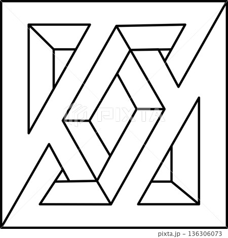 Optical illusion shape, unreal geometric object. Impossible figure.  136306073