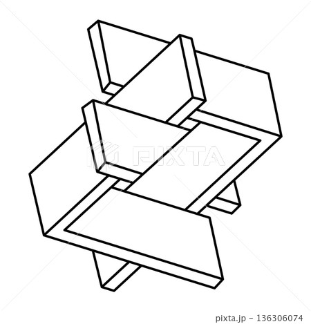 Impossible optical illusion shape. Op art object. Sacred geometry. Impossible figures. Line art. Impossible optical illusion shape. Op art object. Sacred geometry. Impossible figures. Line art. 136306074