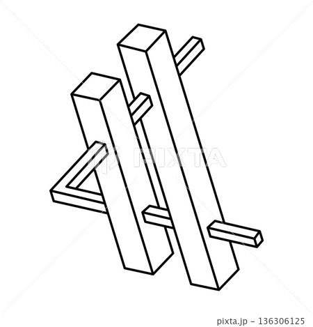 Impossible shape. Web design element. Optical Illusion object. Geometric figures. Impossible shape. Web design element. Optical Illusion object. Geometric figures. 136306125