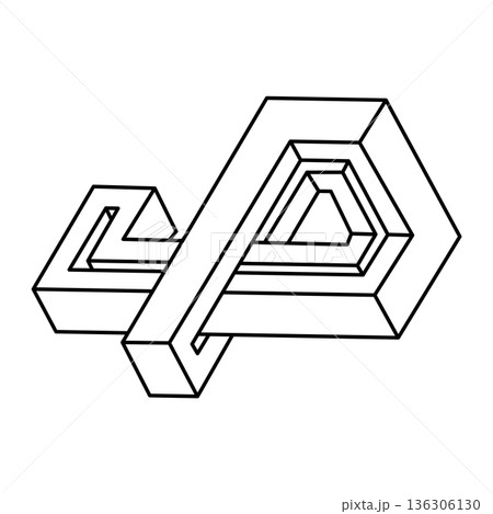 Geometric shape optical illusion. Illusion geometrical symbol, impossible creative art. Optical art figures. Geometry vector illustration. Geometric shape optical illusion. Illusion geometrical symbol, impossible creative art. Optical art figures. Geometry vector illustration. 136306130