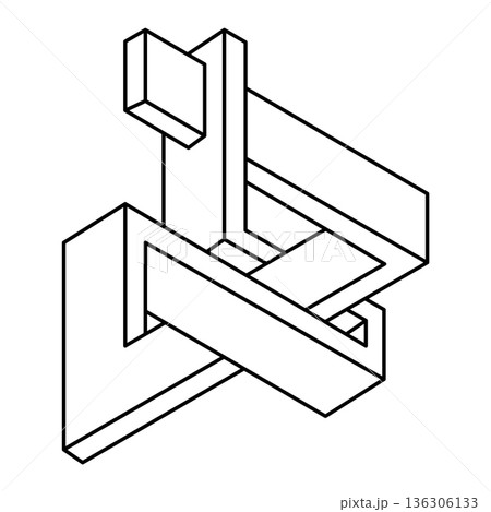 Impossible shape. Web design element. Optical Illusion object. Geometric figure. Impossible shape. Web design element. Optical Illusion object. Geometric figure. 136306133