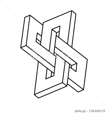 Optical illusion shape, unreal geometric object. Impossible figure. Sacred geometry. Optical illusion shape, unreal geometric object. Impossible figure. Sacred geometry. 136306135